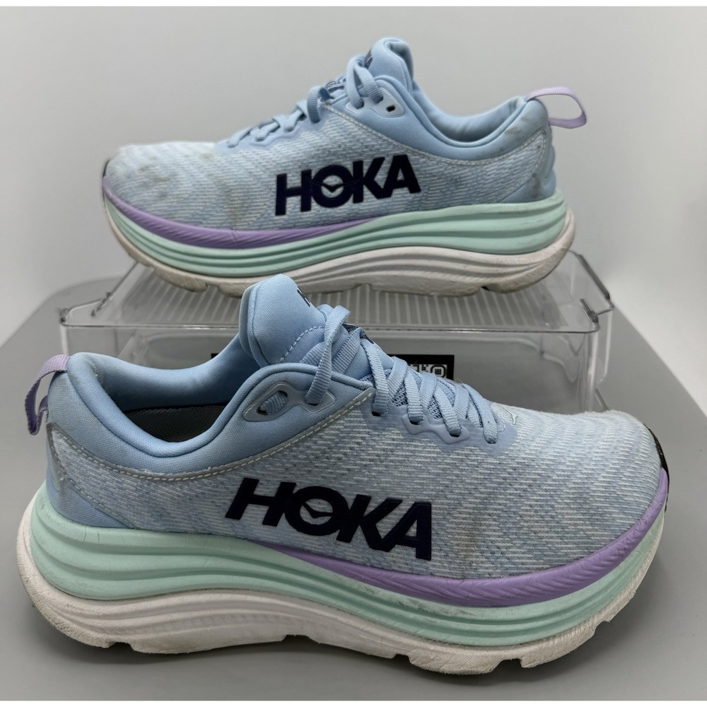 Hoka One One Womens Gaviota 5 Running Shoes Light Blue Comfort Cushioned Sz 8.5B